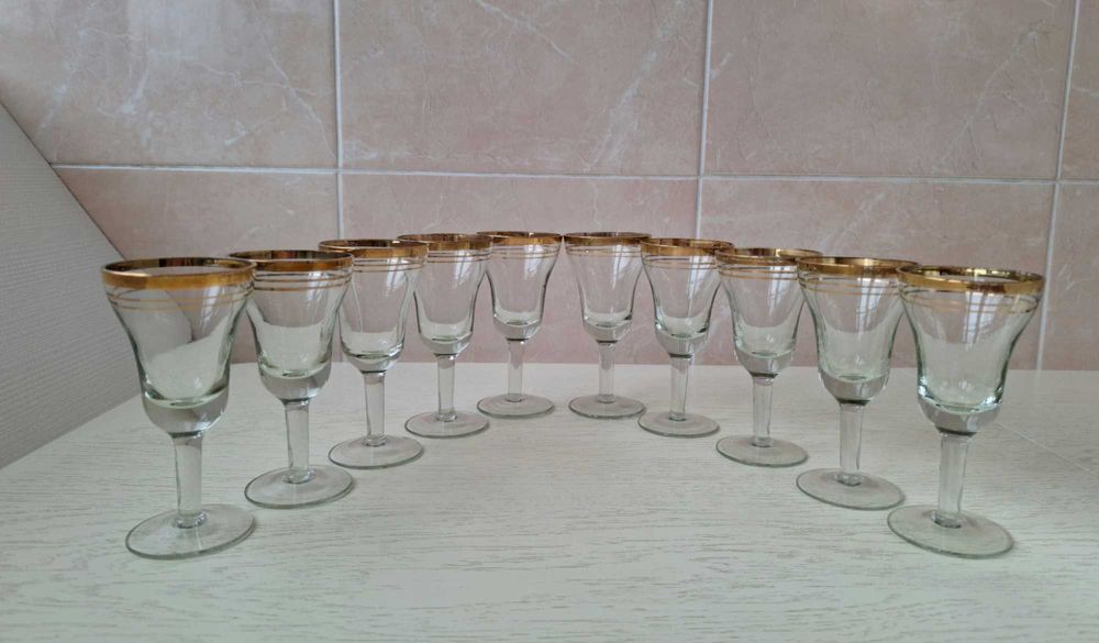 Келихи, чарки з позолотою, посуд СРСР, вінтаж ручний розпис позолота