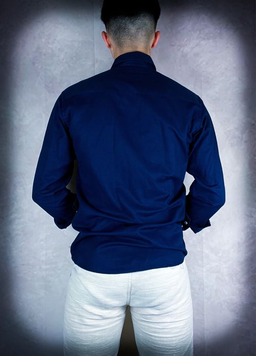 Nowa Stylowa Męska Granatowa Koszula «Ralph Lauren» z Bawełny / S