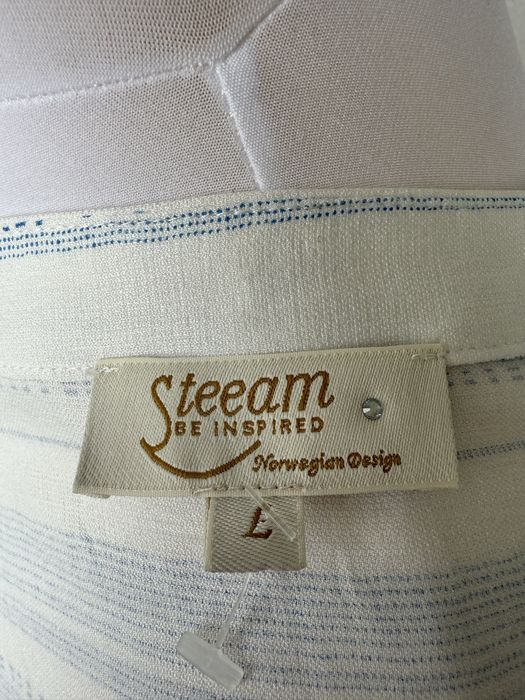 Bluzka oversize grecki wzór L XL biało niebieska | casual cool