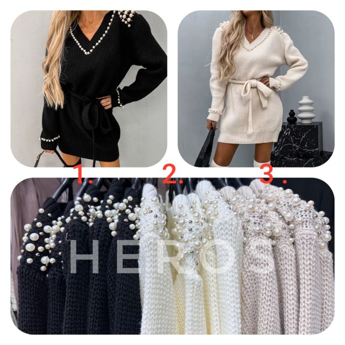 Sweter/sukienka z dzianiny perełki