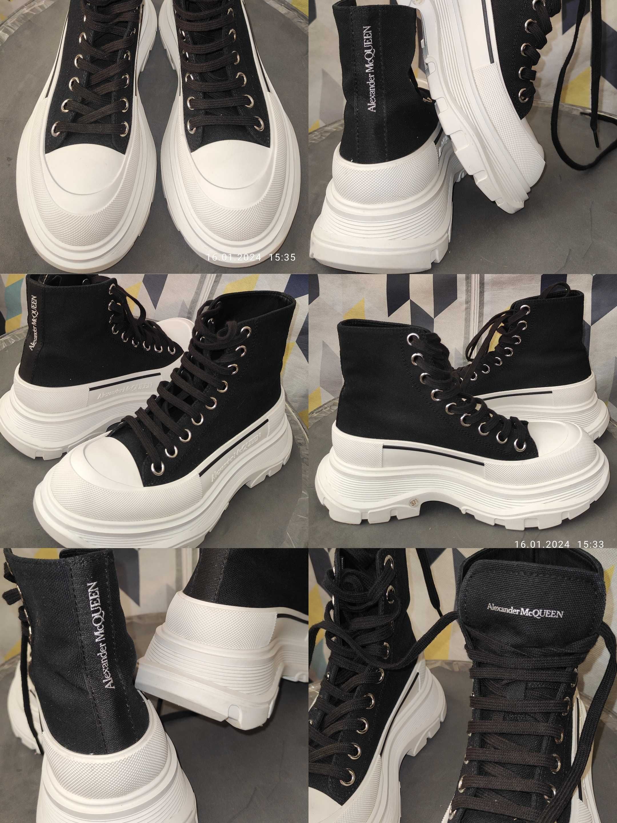 Ботинки Alexander McQueen Tread Slick, черные с белым