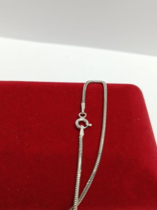 Srebrny łańcuszek splot żmijka okrągła dł.46cm, srebro próby 925
