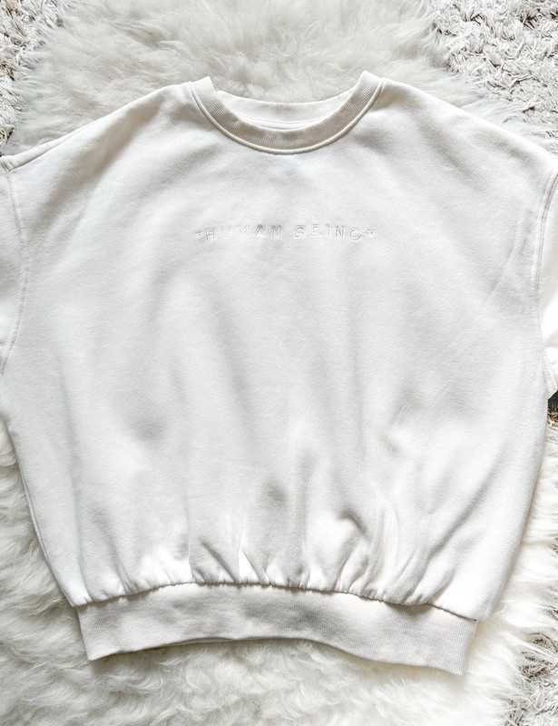 Bluza bez kaptura z minimalistycznym napisem haftem xs s m 60% bawełna