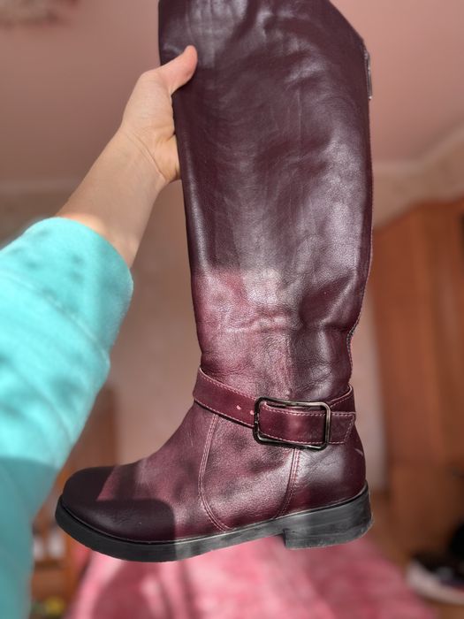 Сапожки шкіряні 36 р, бургунді, осінь/зима