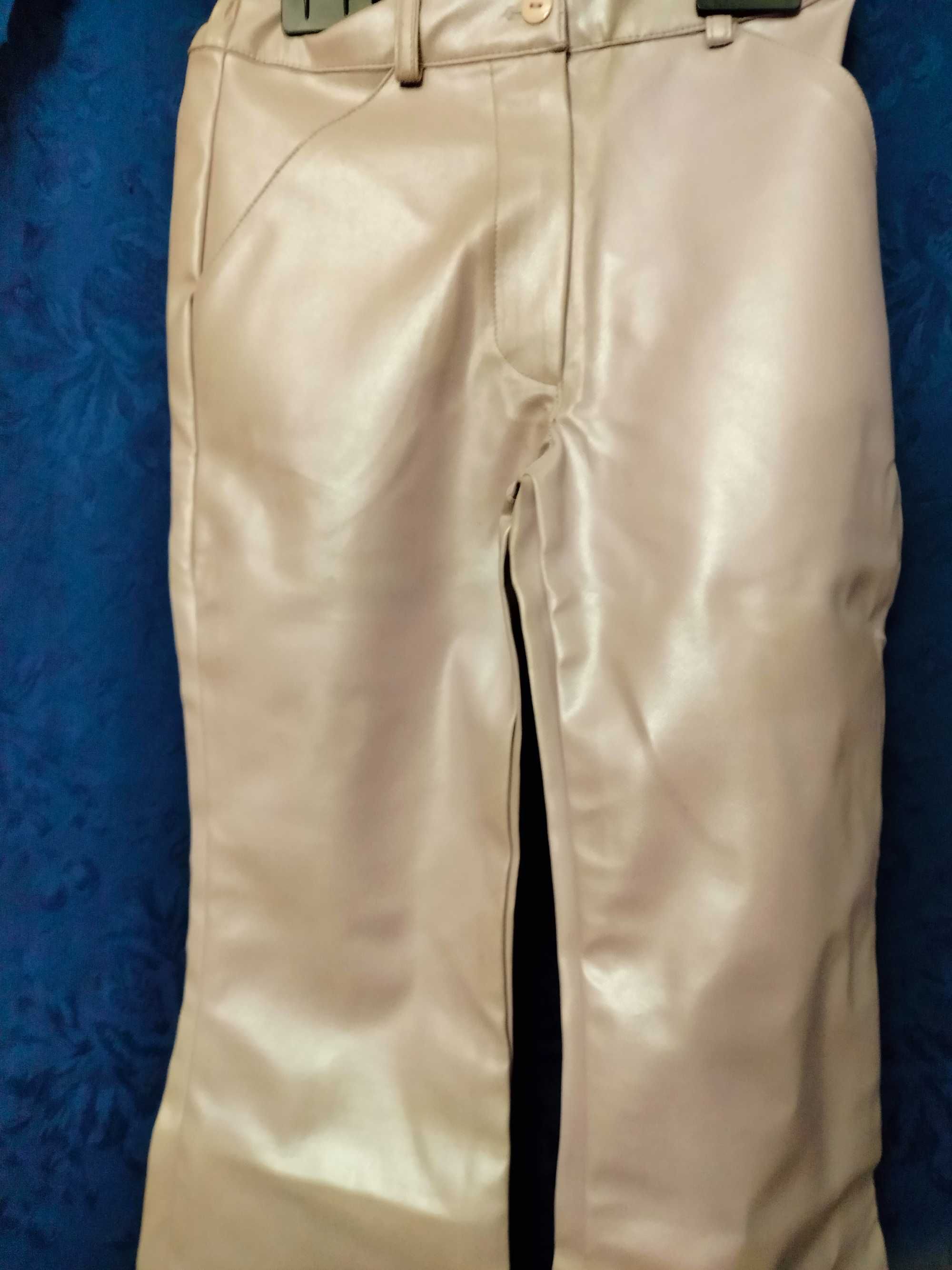 NOWE spodnie z ekoskóry r 122 cm kolor liliowy