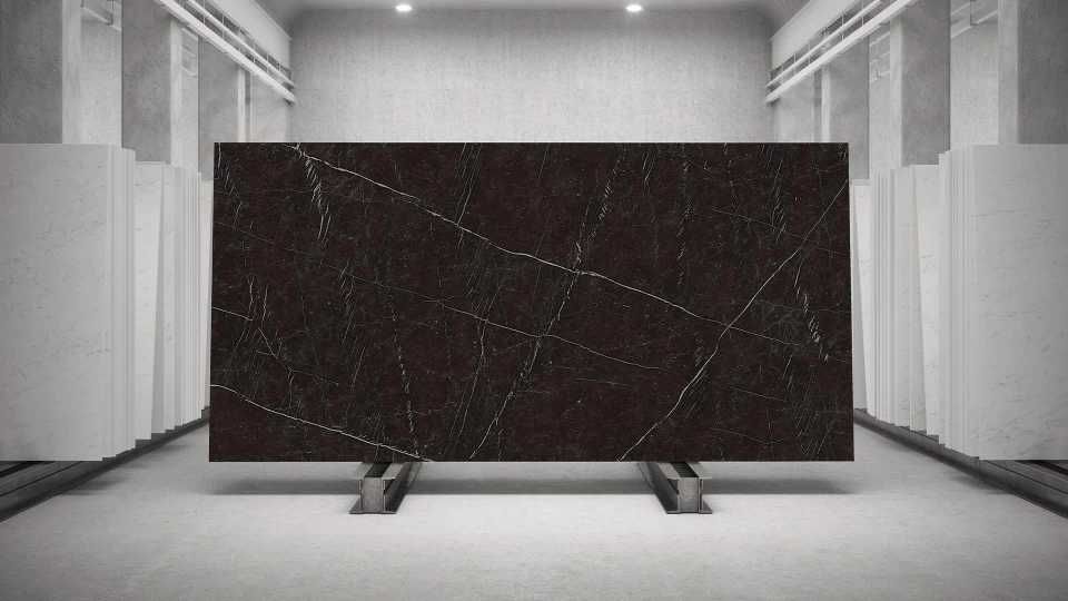 Spiek kwarcowy AtlasPlan Nero Marquina 12mm 162x324cm!  Okazja!!!