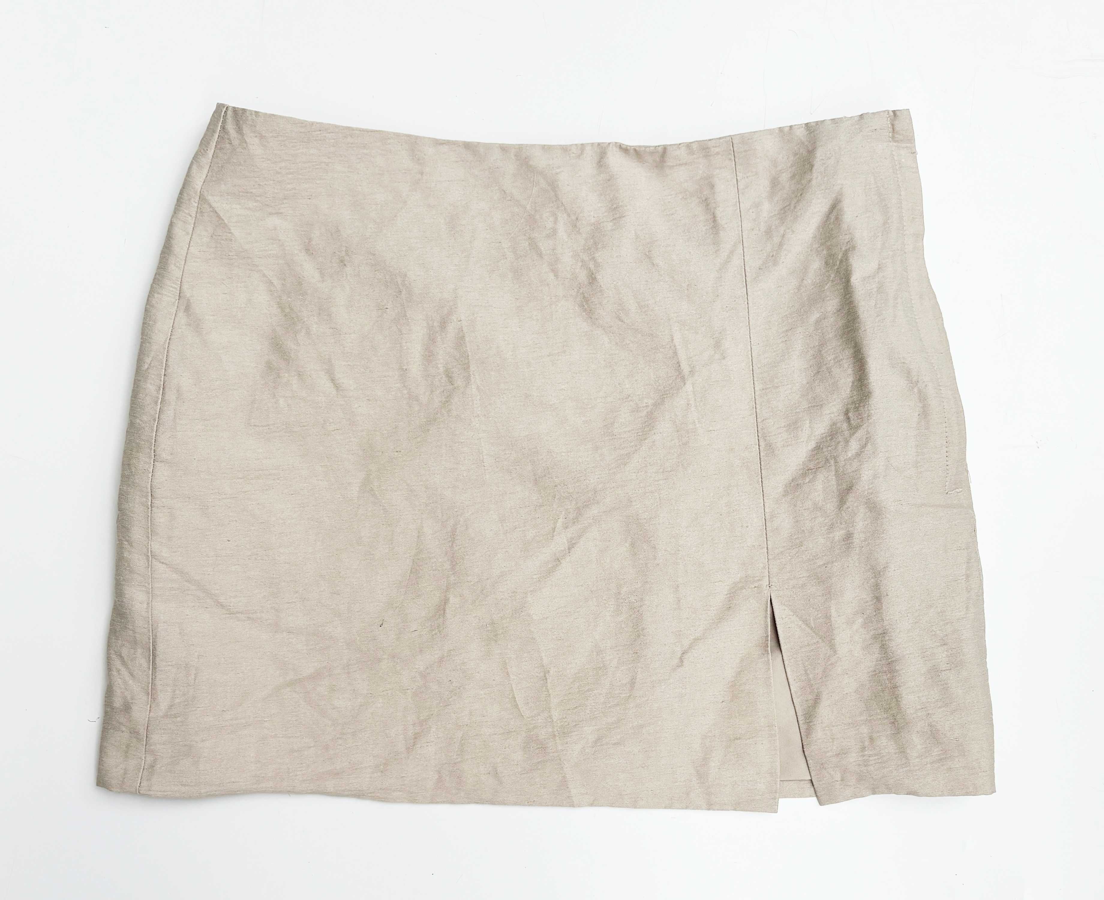 Komplet Garnitur Marynarka Spódniczka H&M Len Lniany M L Zielony