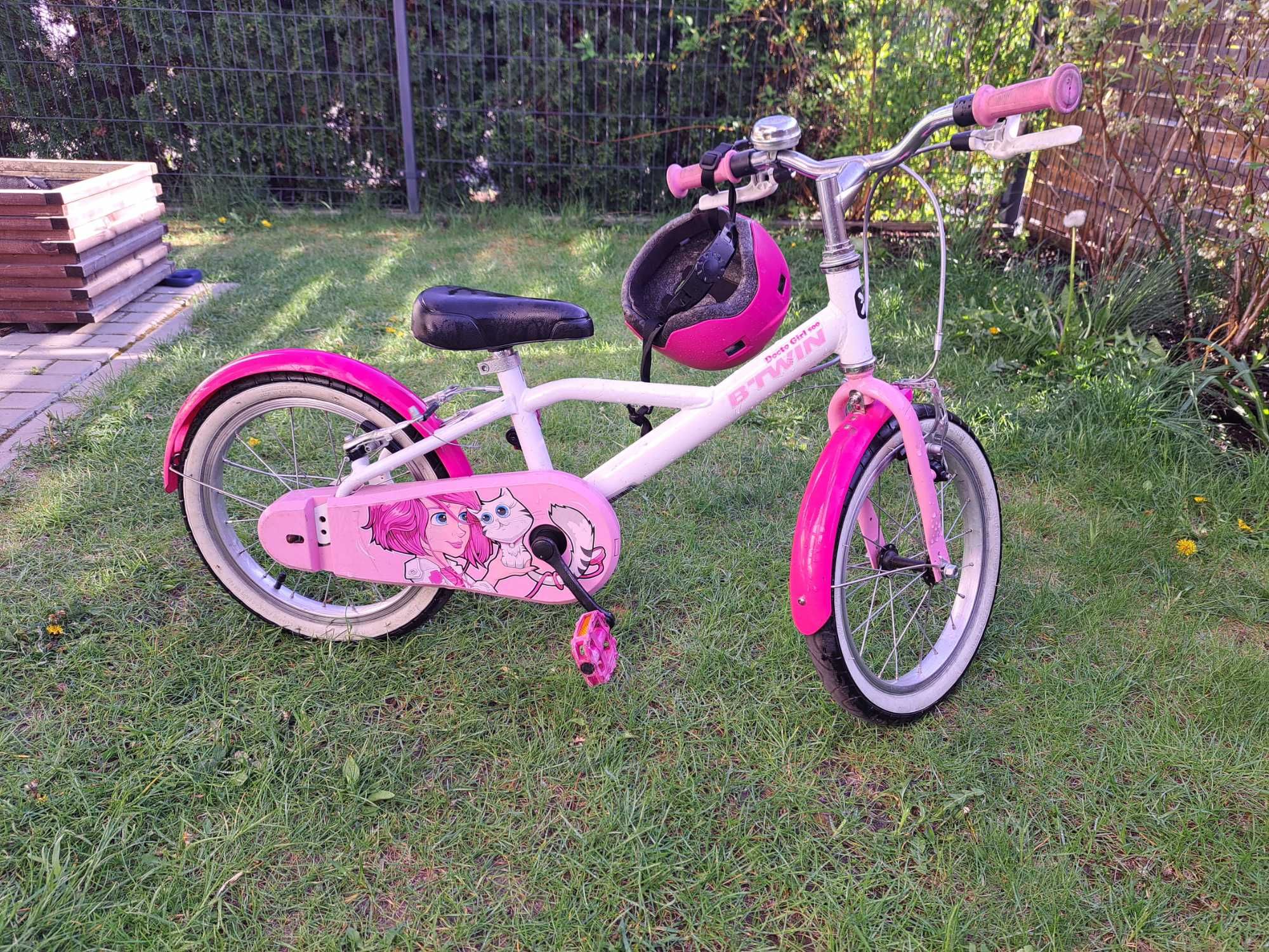 Rowerek dla dziewczynki 16 cali + różowy kask
