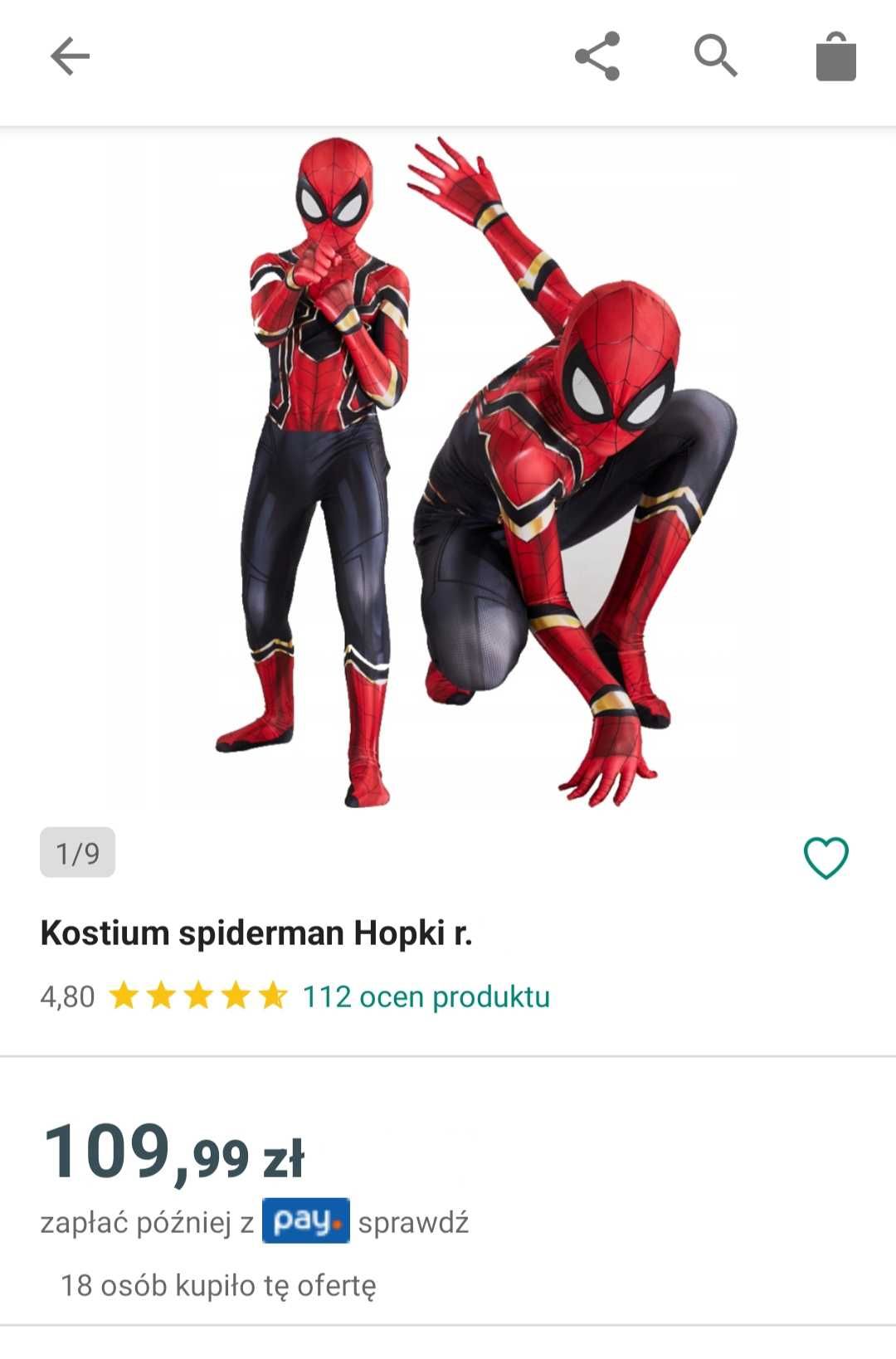 Strój, kostium Spider Man