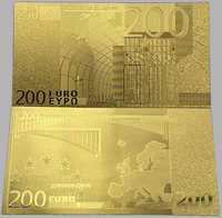 Złote Banknoty 200 Euro ZŁOTY Banknot Złoto 24 karat