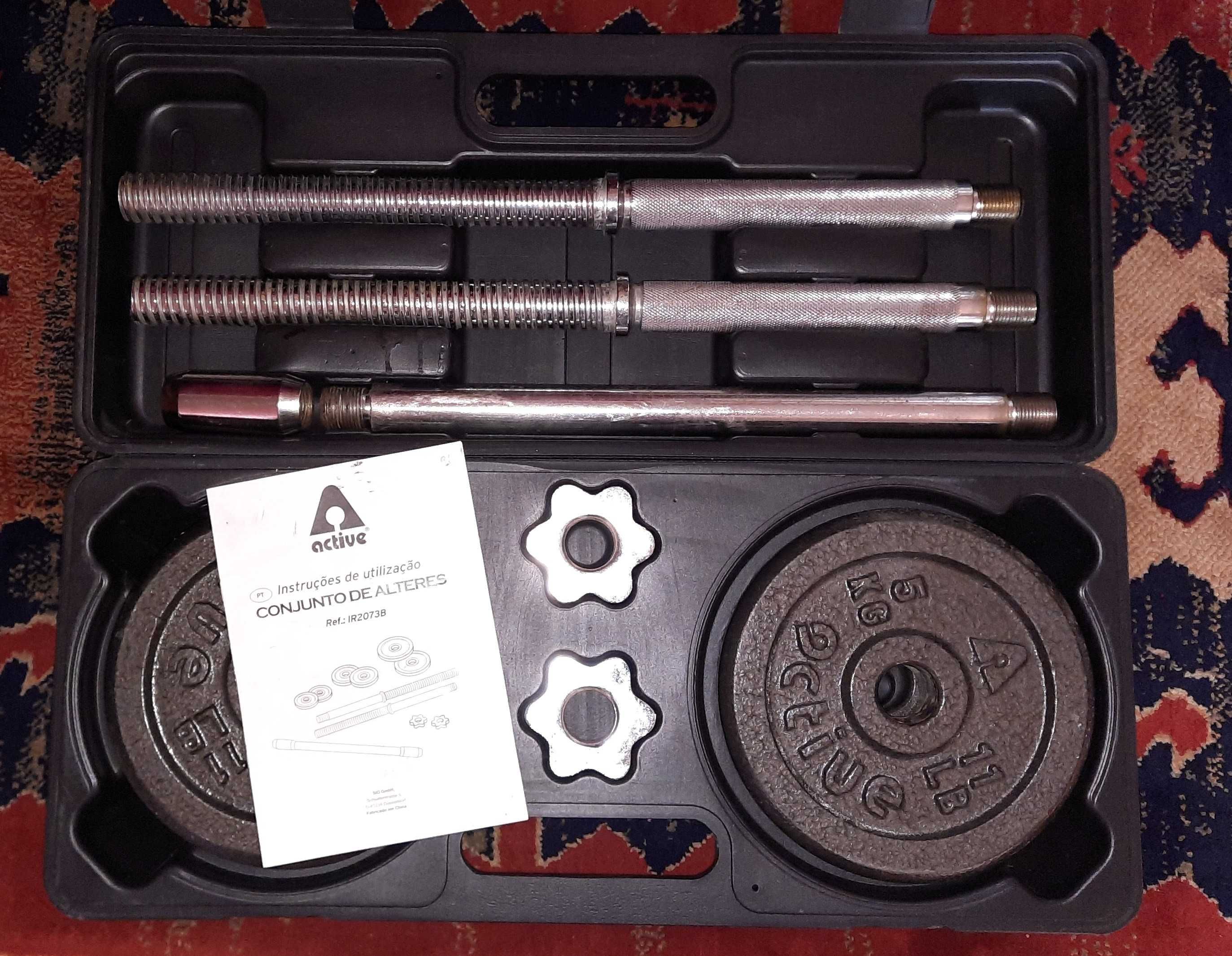 Conjunto de alteres com barra e estojo - Active