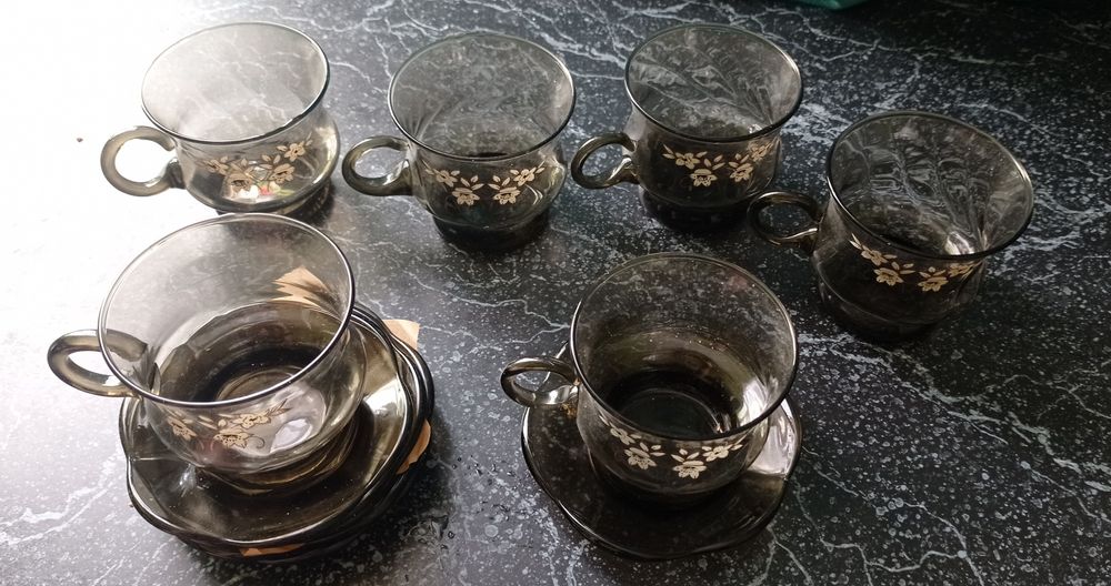 Кофейный набор из тёмного стекла