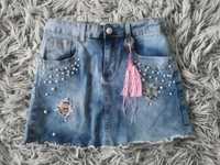 Spódnica Jeansowa perły cyrkonie jeans rozm XS Denim Jeans 158 cm 160