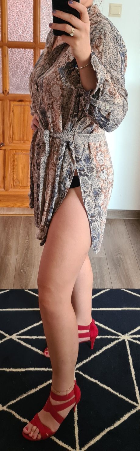 Cudna tunika sukienka elegancka print skóra węża duży rozmiar plus siz