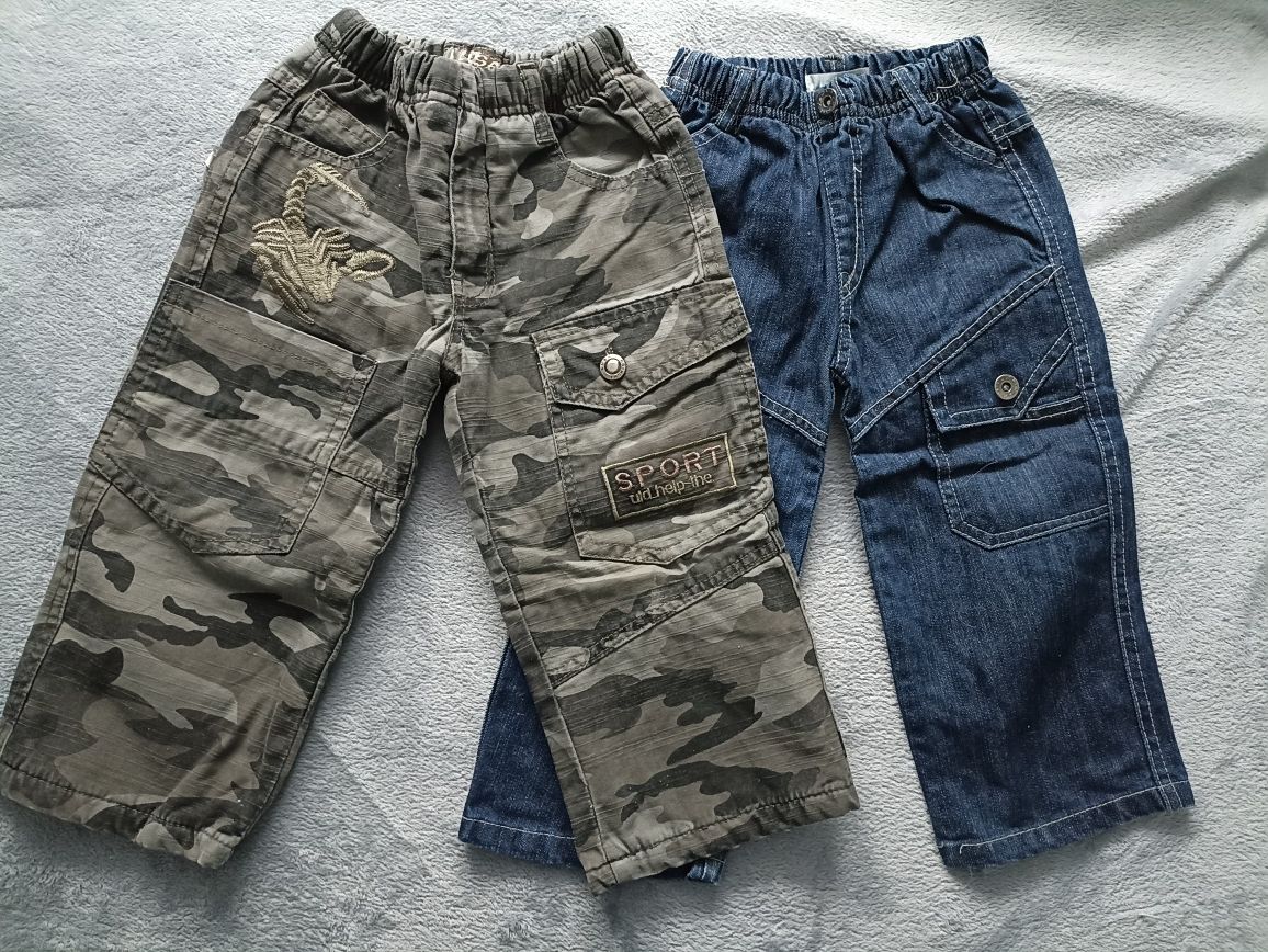 Spodnie 2 PARY ocieplane i jeansy r.80