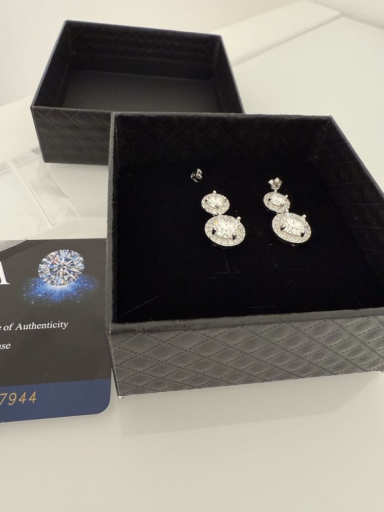 5 ct Сережки пусеты с муассанитами бриллиантами серебрянные