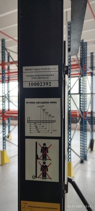 Zakrem WRP3-1005 udźwig 1000kg wózek paletowy masztowy
