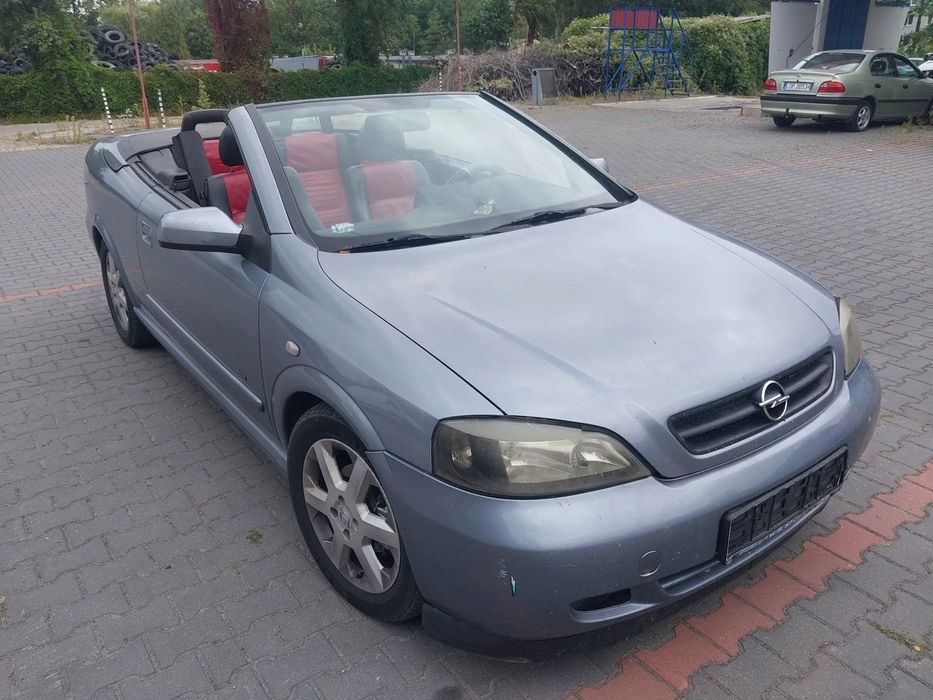 Opel Astra G Bertone Cabrio Cabriolet silnik 1.6 16v 103 KM skrzynia biegów F17 drzwi zderzak tylny lusterko klapa Z4AU Z163 dach dachu składanego maglownica pompa wspomagania TRW przewody szyba podnośnik fotel kanapa zegary zestaw startowy czujnik felga