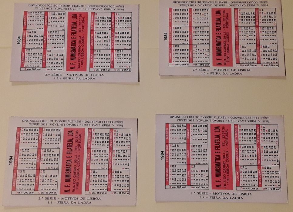 Calendários de bolso 1984