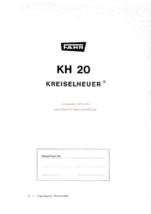 Katalog części przetrząsacz DEUTZ FAHR KH 20