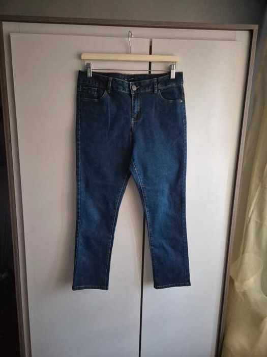 Granatowe spodnie jeansy damskie L 40