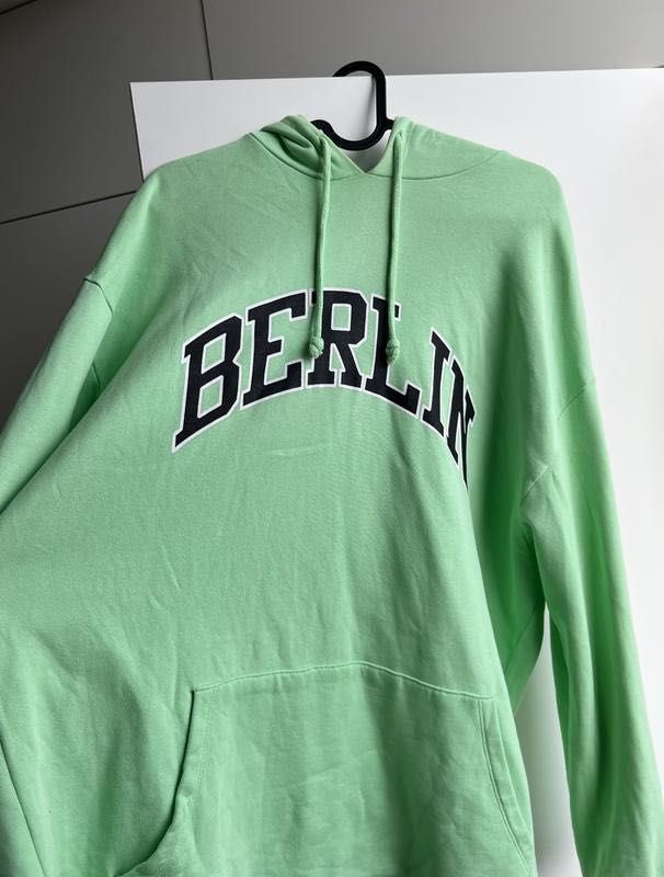 Салатове зелене оверсайз худі берлін унісекс з капішоном berlin з asos