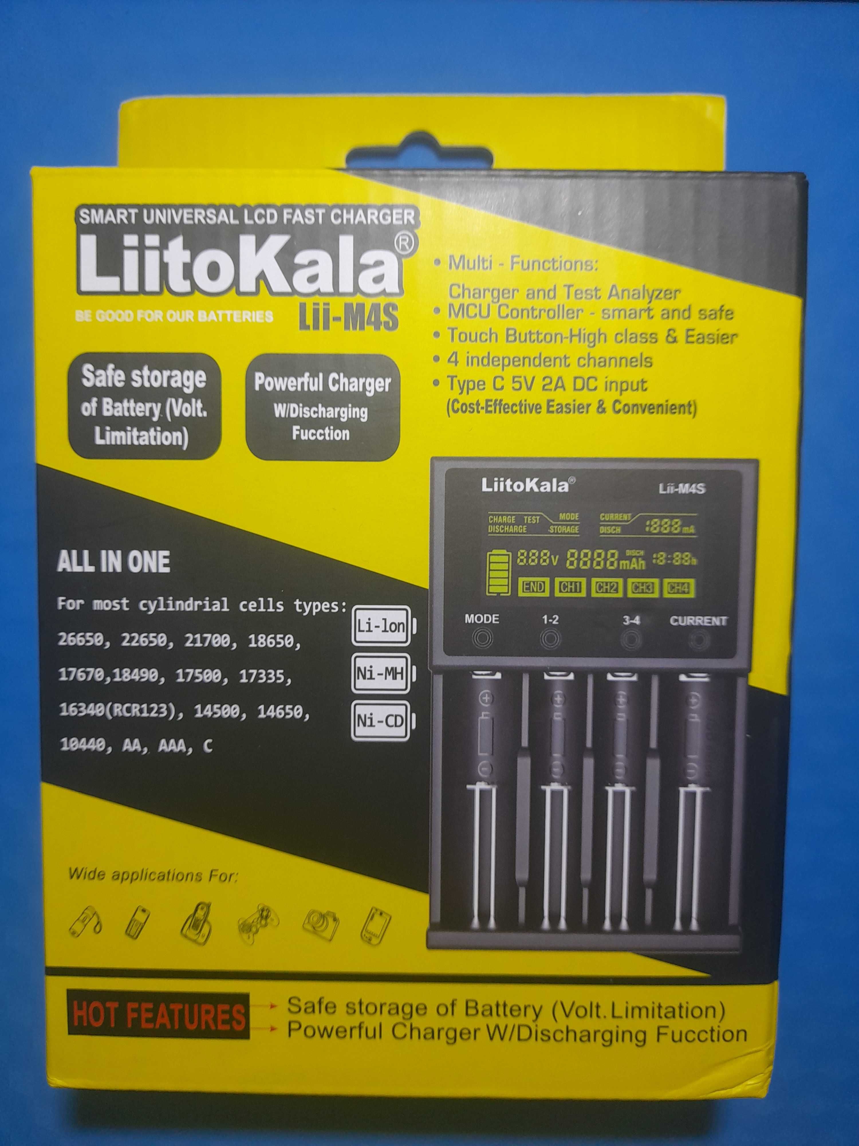 Зарядний пристрій LiitoKala Lii-M4S для 18650, 21700, AA,AAA