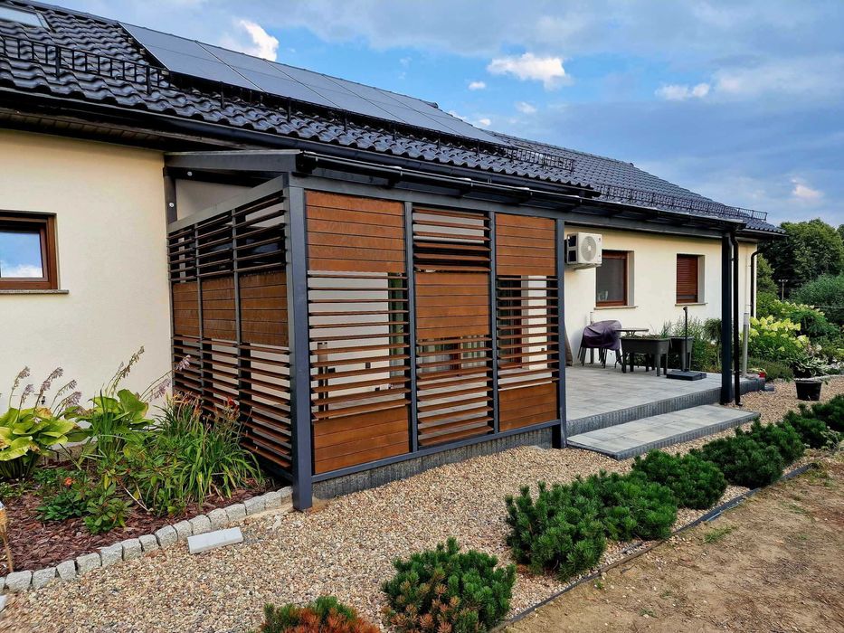 Zabudowa tarasu Zadaszenie tarasu pergola wiata ogród zimowy wymiar1x1