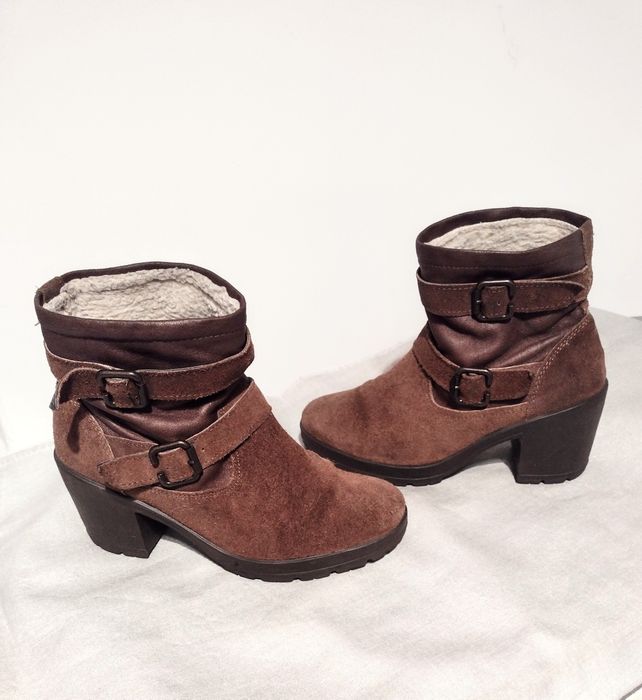 Skórzane brązowe botki