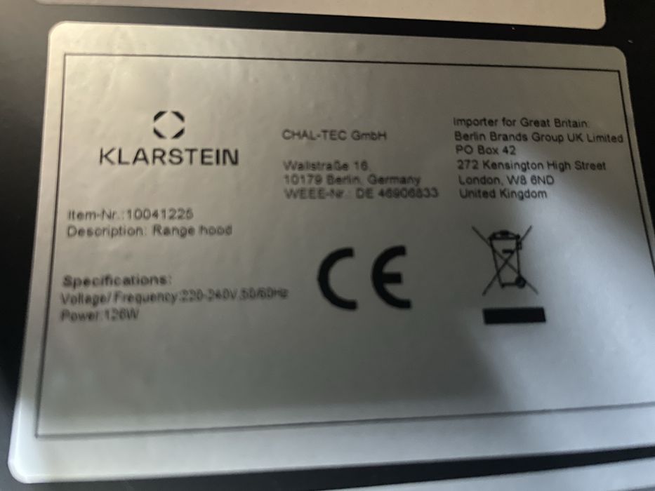 Островная вытяжка Klarstein Bolea (Германия)