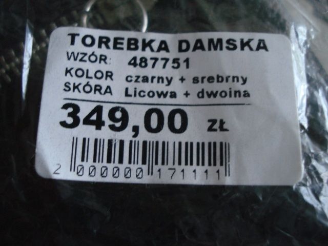 skórzana torebka czarno-srebrna Wojas