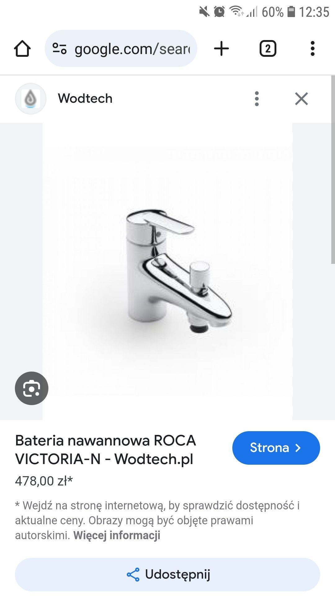 Bateria kran wannowa roca