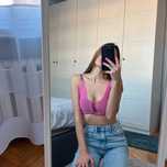 Bershka crop top szydełkowy szydełko koronka z wycięciem neon s 36