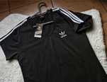 Nowa koszulka 3paski czarna adid xl L bawełna metki tshirt serek dekol