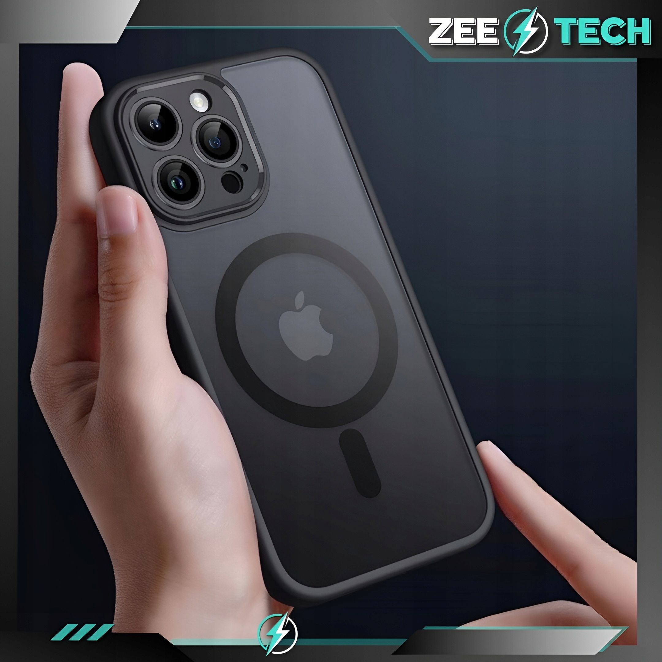 Etui Do Iphone 14 Pro Magsafe Czarne Case Pancerne Osłona + Szkło