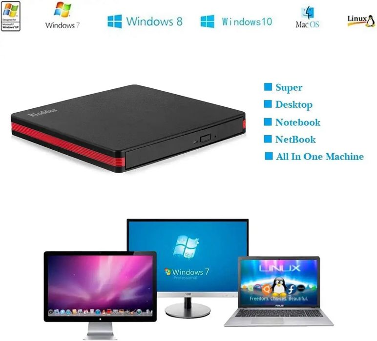 Зовнішній привод компакт-дисків Rioddas BT669 CD/DVD