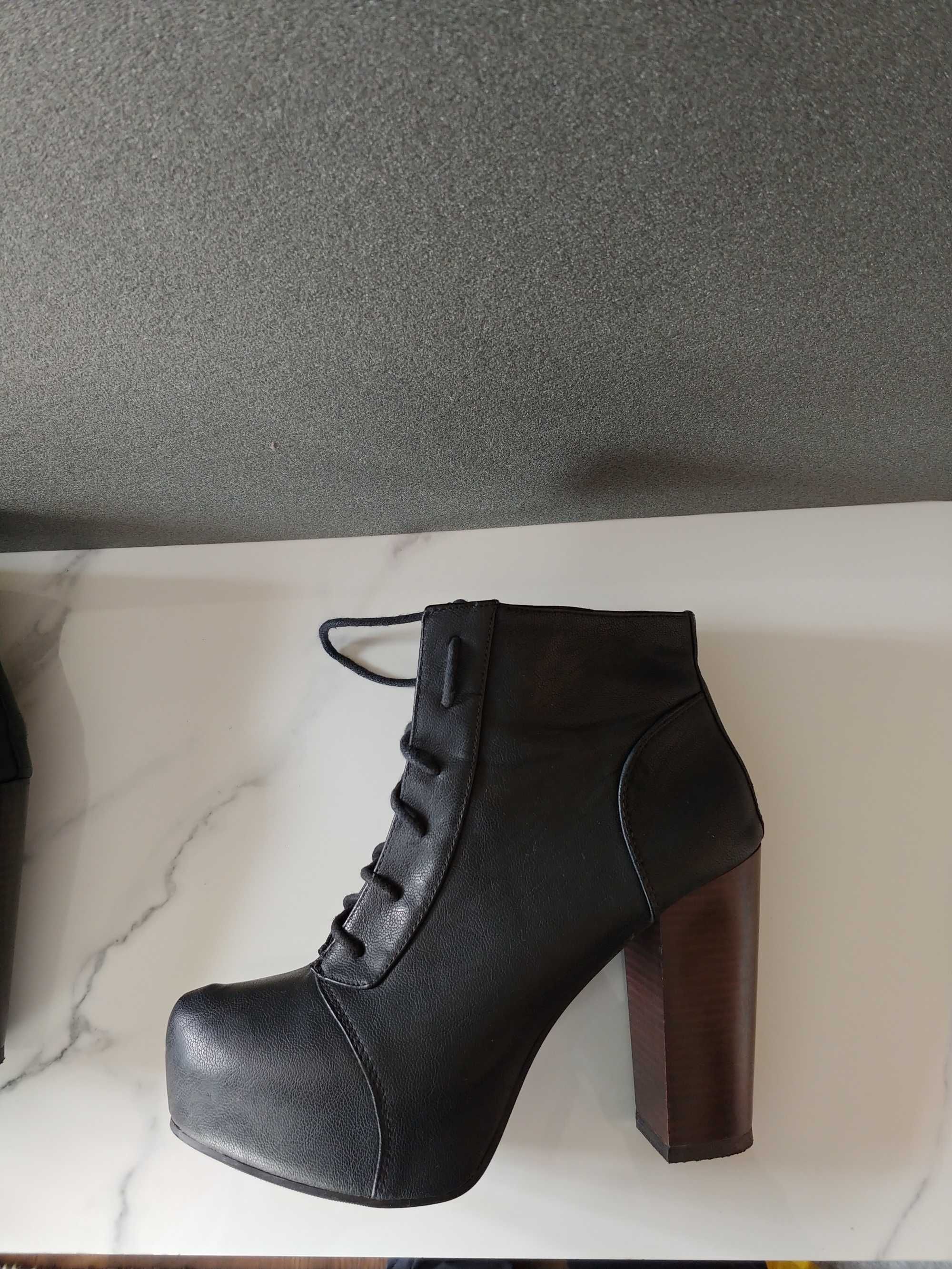 Buty botki na wysokim obcasie r 40 czarne