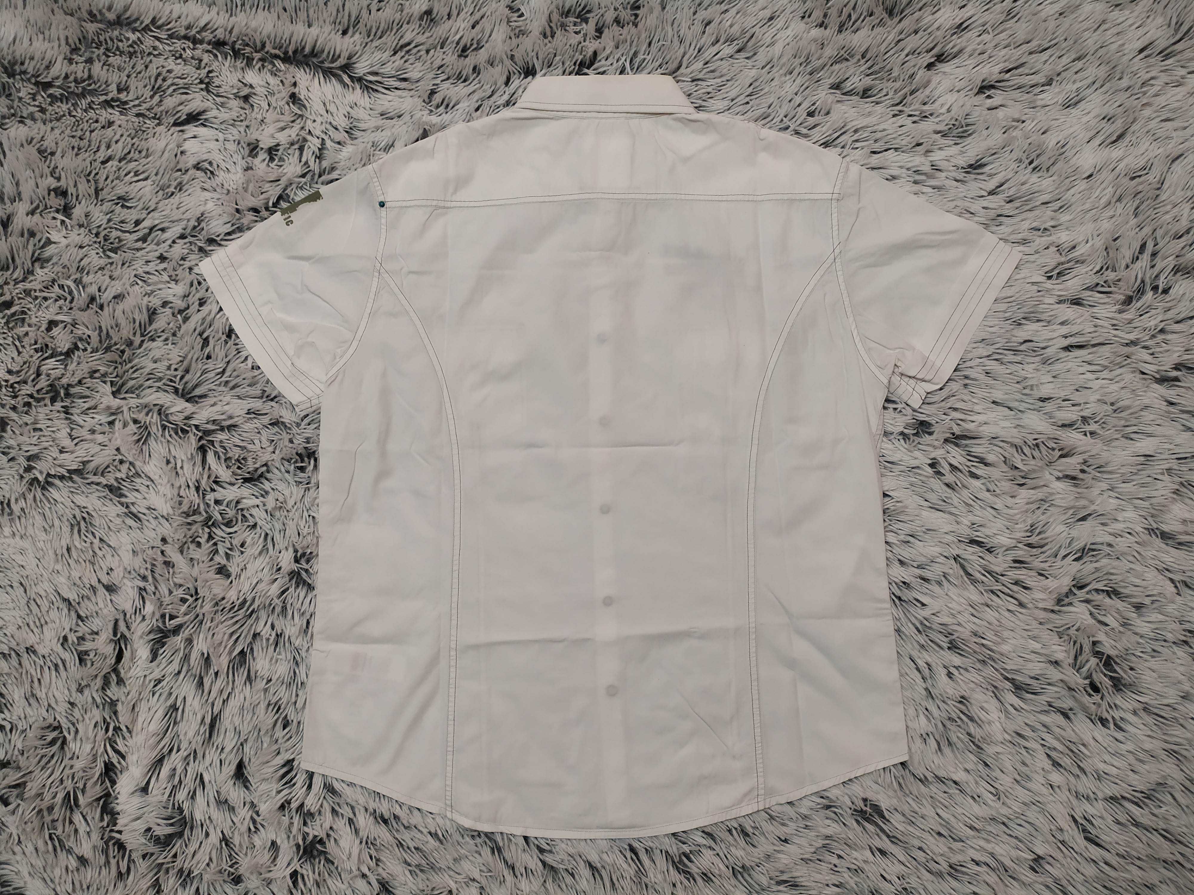 Koszula biała z krótkimi rękawami, styl militarny, L, New Look