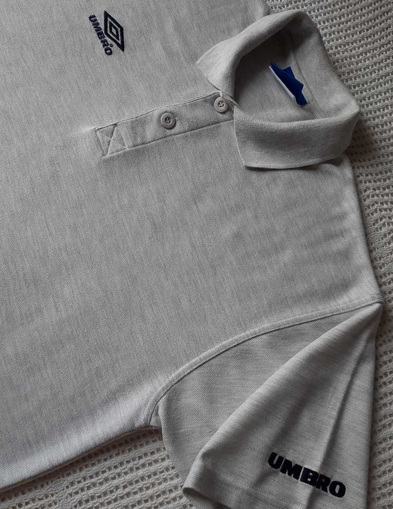 Umbro oryginał Logo haft popiel granat polówka koszulka sportowa L XL