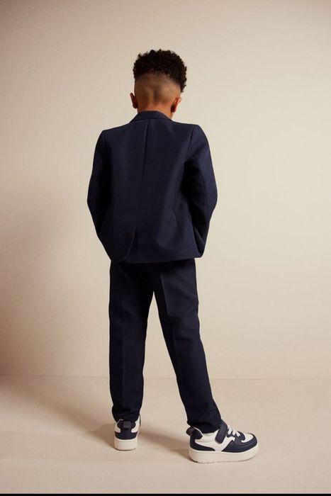 NEXT Nowe eleganckie garniturowe Spodnie Slim Fit granatowe roz.  128