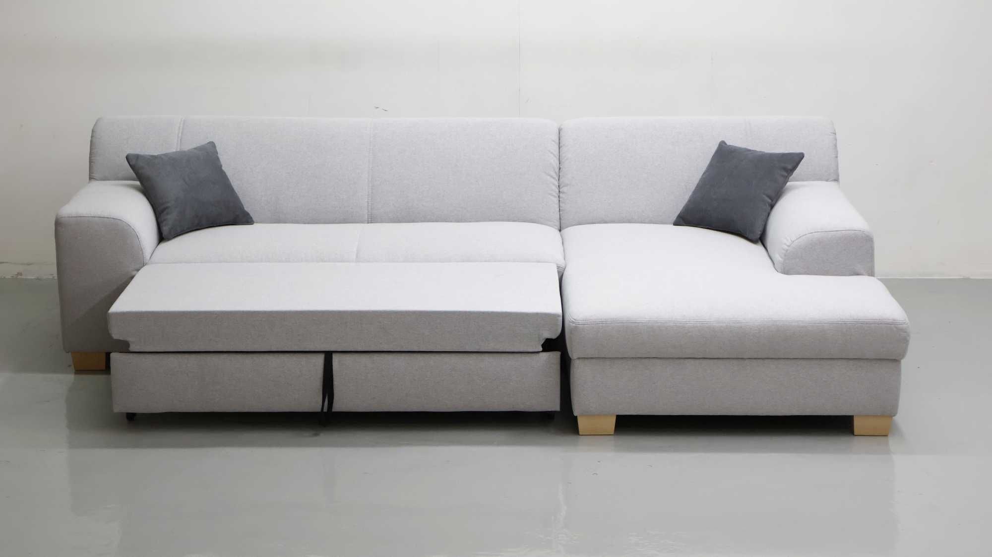 TGX DESIGN NAROŻNIK funkcja spania, kanapa, rogówka SZARA tkanina sofa