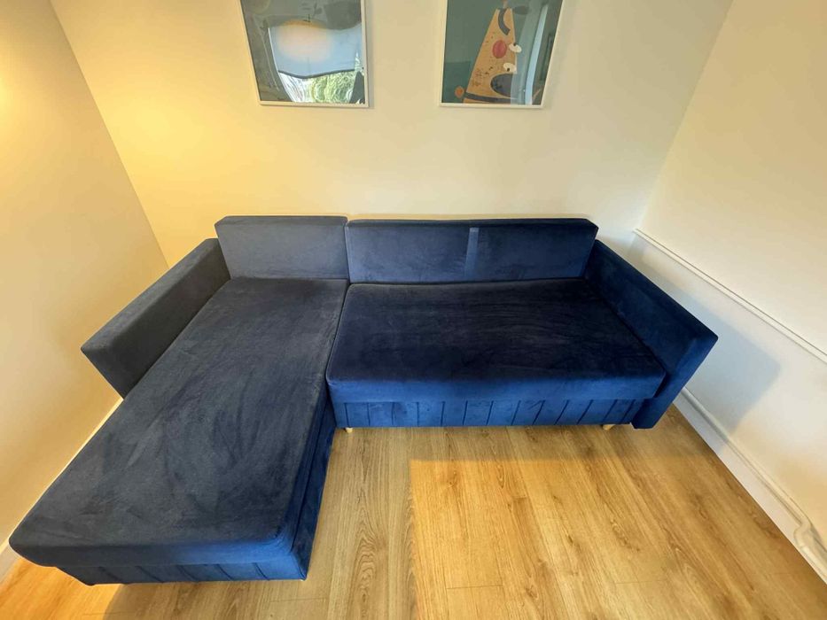 Narożnik granatowy welurowy