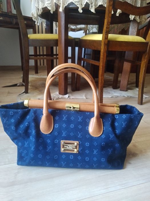 Duża torba granatowa, nowa, wzór Louis Vuitton.
