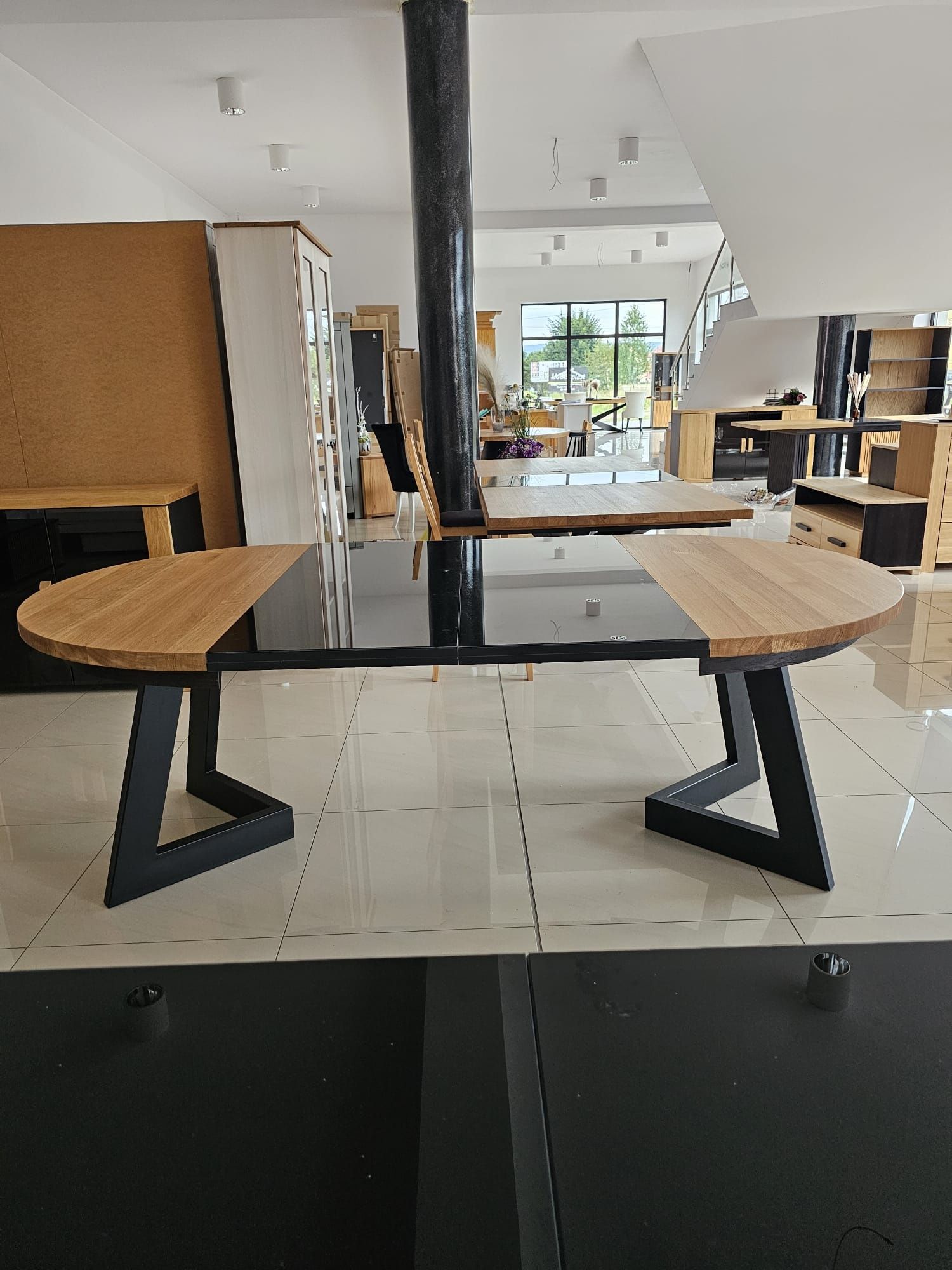 Stol debowy rozkładany, stół drewniany, loft, okrągły