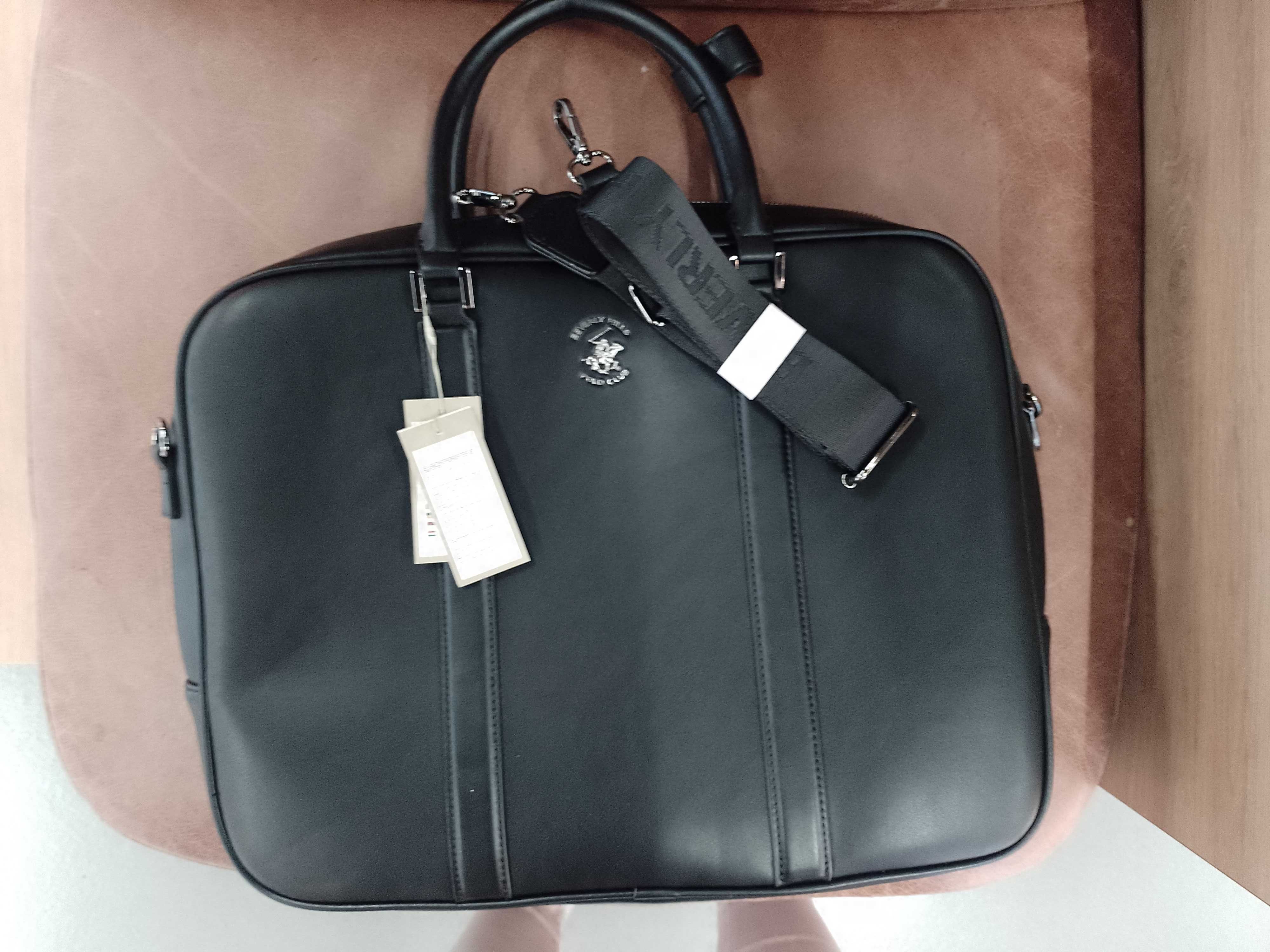 Beverly Hills Polo Club/ Czarna teczka, torba na laptopa, NOWA