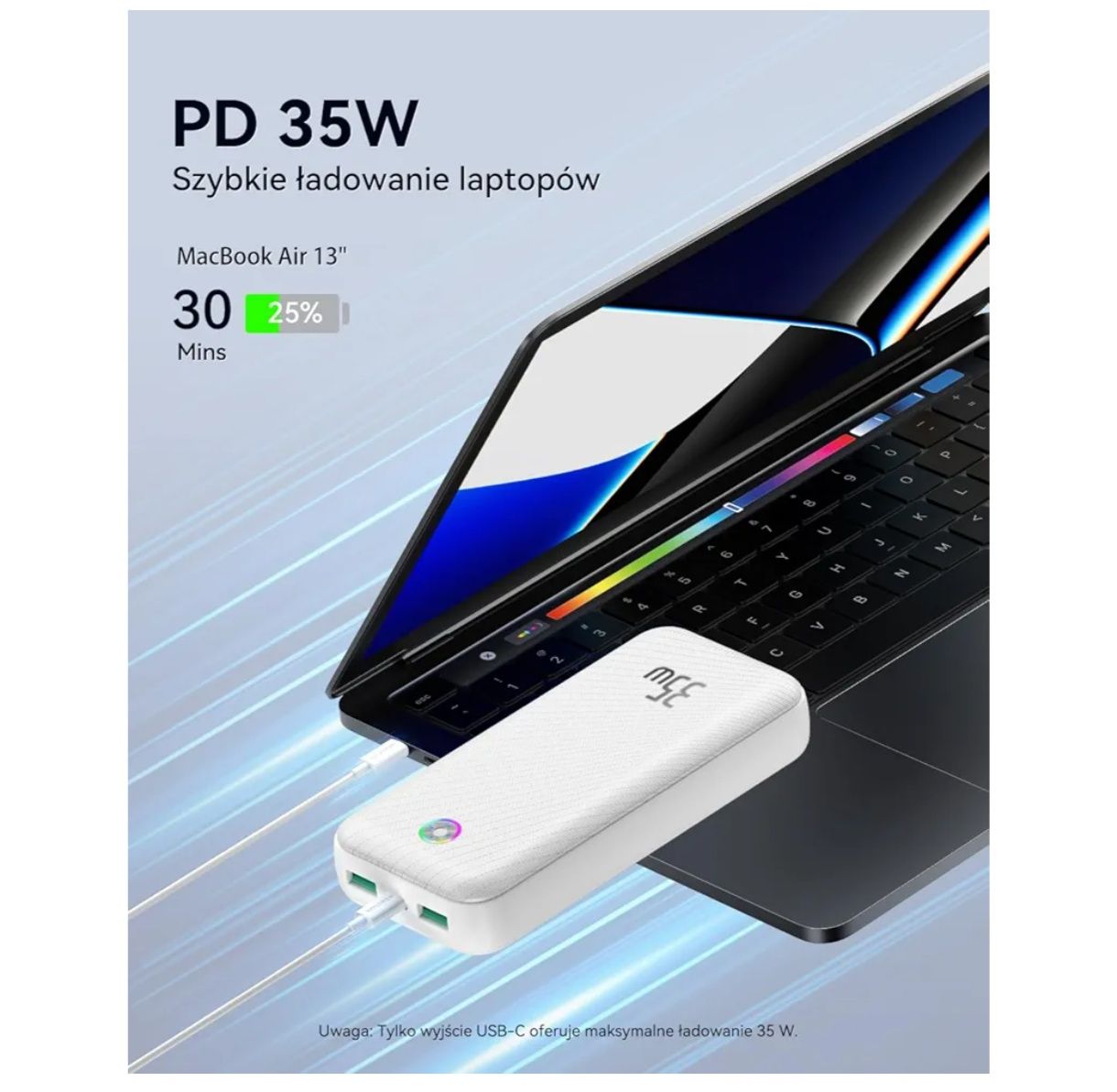 Powerbank ROCOREN  biały 20000mAh  35W