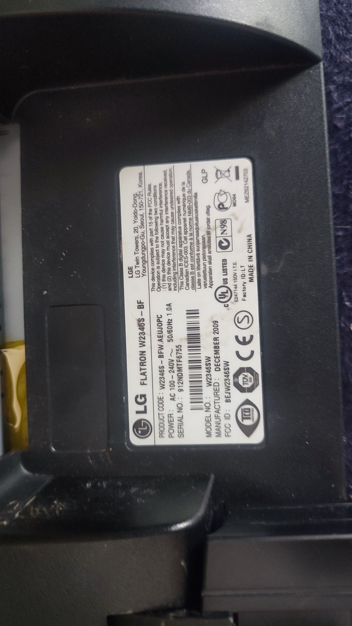 Monitor LG flatron w2346s