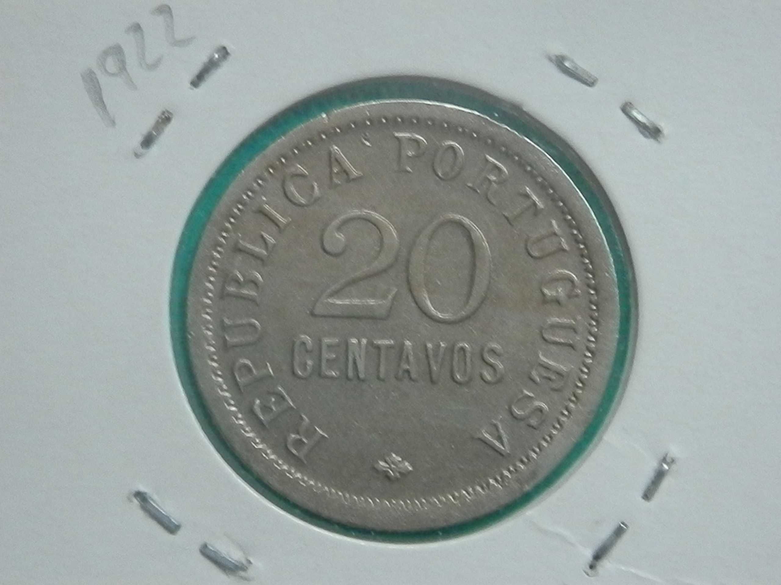 1250 - Angola: 20 centavos 1922 níquel, por 30,00