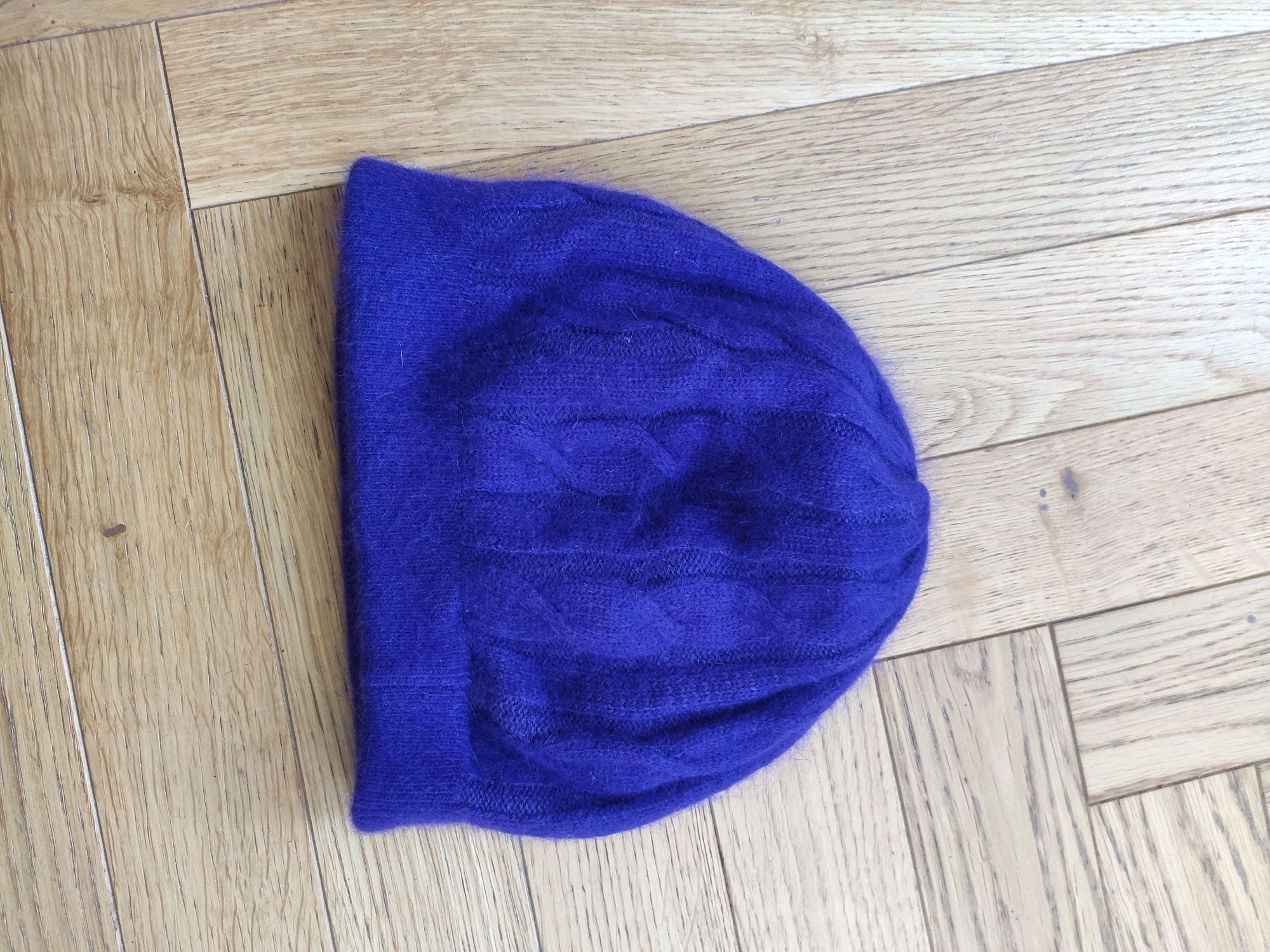 NOWY fioletowy beret czapka beanie 80% angora