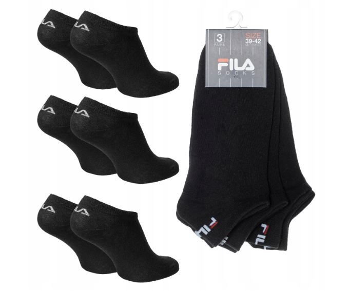 Skarpetki Stopki Męskie Fila 3-Pack Black Czarny R. 43-46 Oryginał